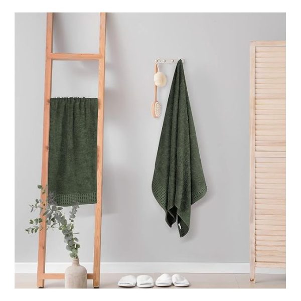 Large Cotton Bath Towel -Green - Image 3