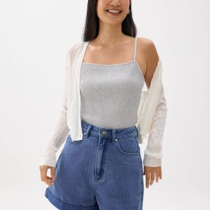 High Waist Denim A-line Shorts - Image 4