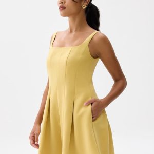 Square Neck Drop Waist Mini Dress - Image 4