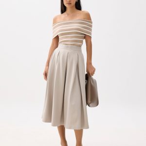 Fitted Off Shoulder Knit Top - Image 4