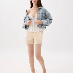 Padded Pleated Peplum Top - Image 5