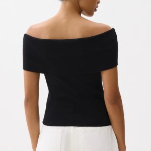 Fitted Off Shoulder Knit Top - Image 2