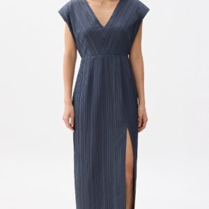 Striped V-neck Column Midaxi Dress - Image 3
