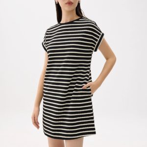 Striped Jersey Shift Mini Dress - Image 4