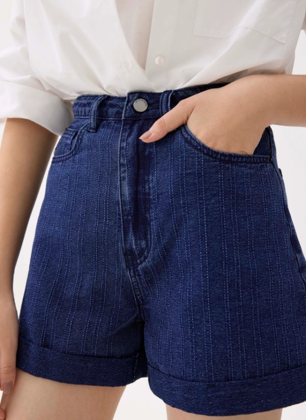High Waist Denim A-line Shorts - Image 4