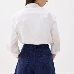 High Waist Denim A-line Shorts - Image 2