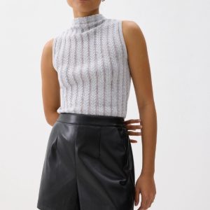 Leather High Waist A-line Shorts - Image 4