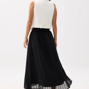 Elastic High Waist Crinkled Flare Maxi Skirt - Image 3